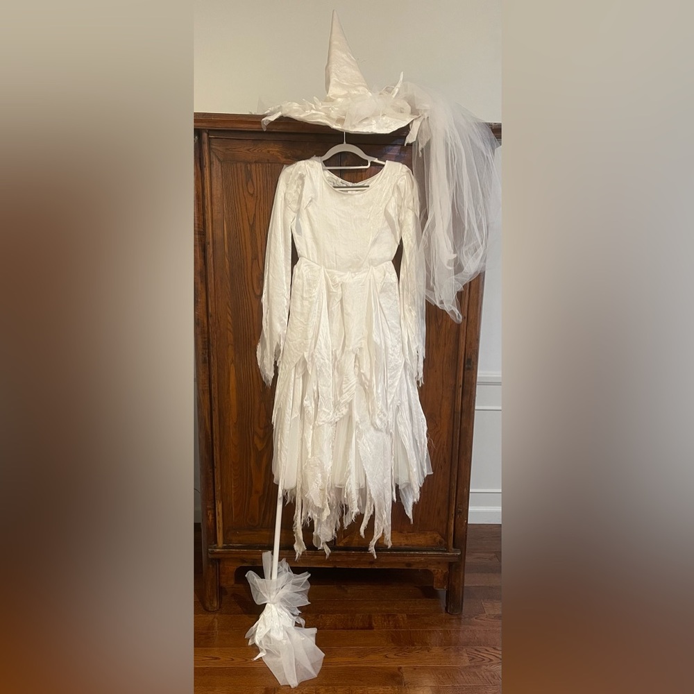 Chasing Fireflies Midnight Witch White costume for girls - dress, hat and broom